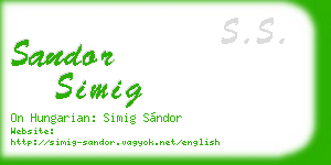 sandor simig business card
